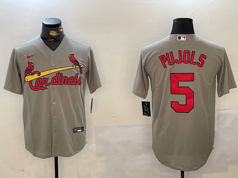 Men St.Louis Cardinals #5 Pujols Grey Game 2024 Nike MLB Jersey style 1